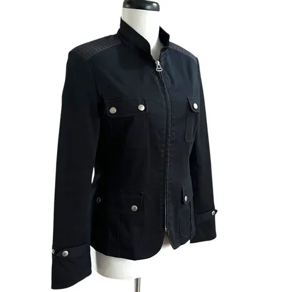 Rag & Bone Utility Army Jacket size 4 Black Elbow Patch - Picture 3 of 13